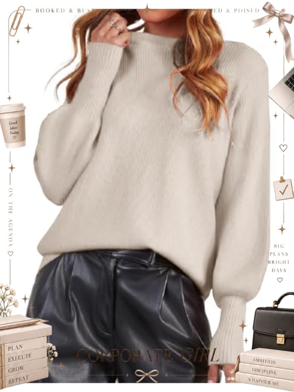 Ribbed Knit Crew Neck Long Sleeve Oversized Pullover Sweater